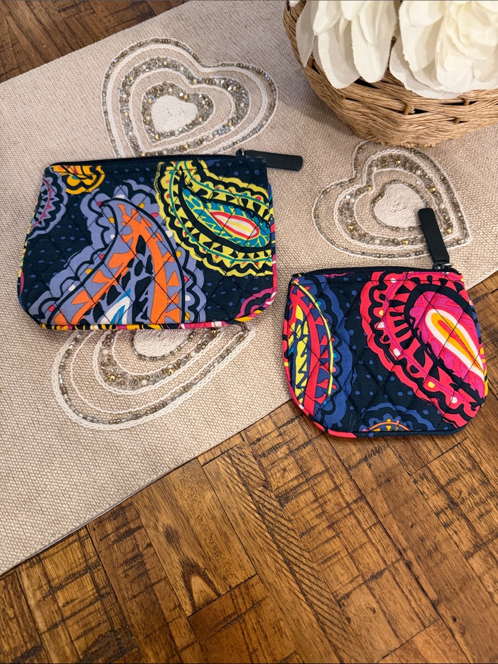 Vera Bradley Colorful Paisley Quilted Coin Pouches NWOT